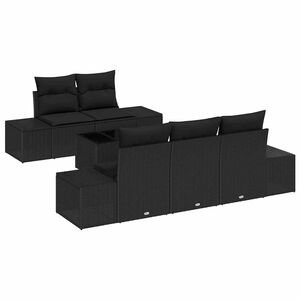 vidaXL Set Divano da Giardino con cuscino 6 pcs Nero polyrattan