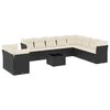 vidaXL Set Divani da Giardino 11 pz con Cuscini in Polyrattan Nero