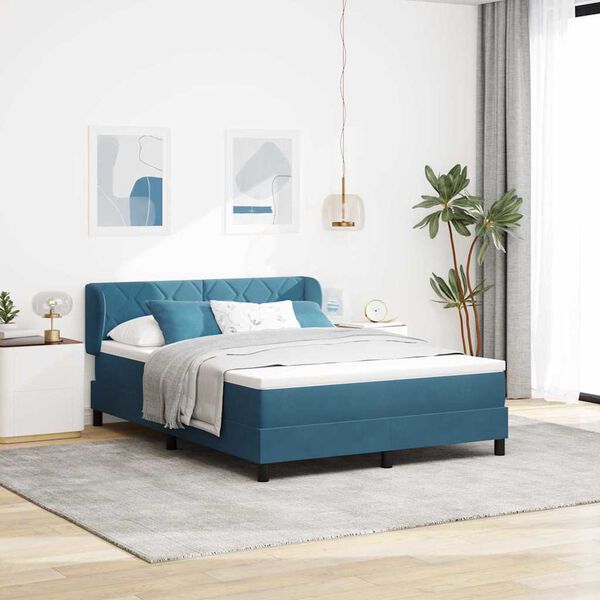 vidaXL Letto a molle con materasso Blu scuro 140 x 200 cm Velluto