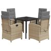 vidaXL Set Pranzo da Giardino 5 pz con Cuscini Beige Misto Polyrattan