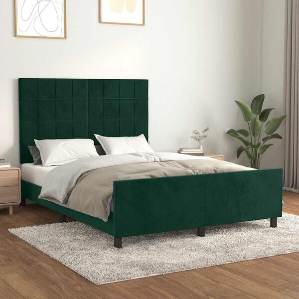 vidaXL Giroletto senza Materasso Verde Scuro 140x200 cm in Velluto