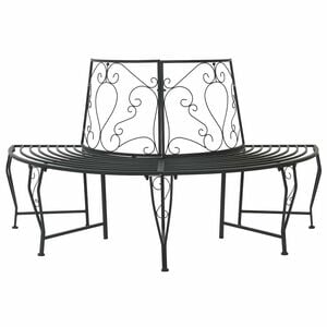 vidaXL Panchina per Alberi 4-Numero di posti 160 x 80 x 89 cm Acciaio
