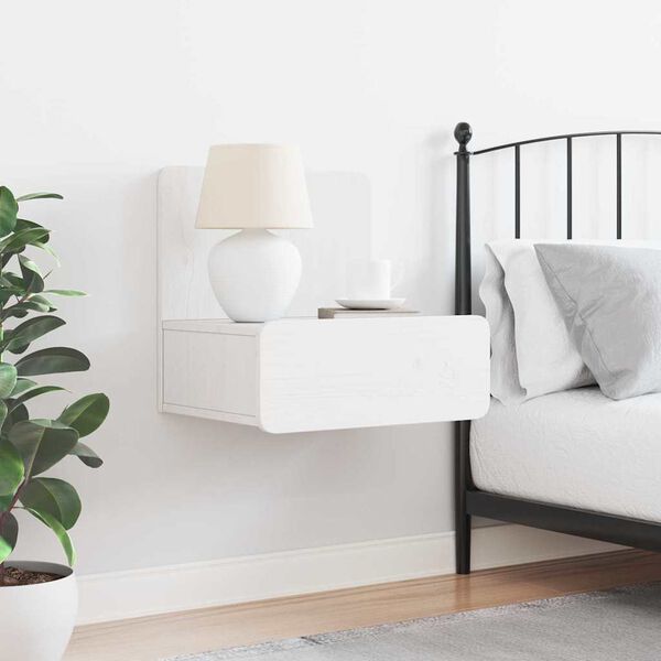 vidaXL Comodino Bianco 44 x 32,5 x 40 cm Legno di pino massello