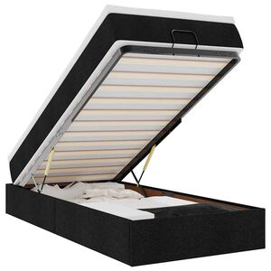 vidaXL Struttura Letto Pouf con Materasso Nero 80x200 cm in Tessuto