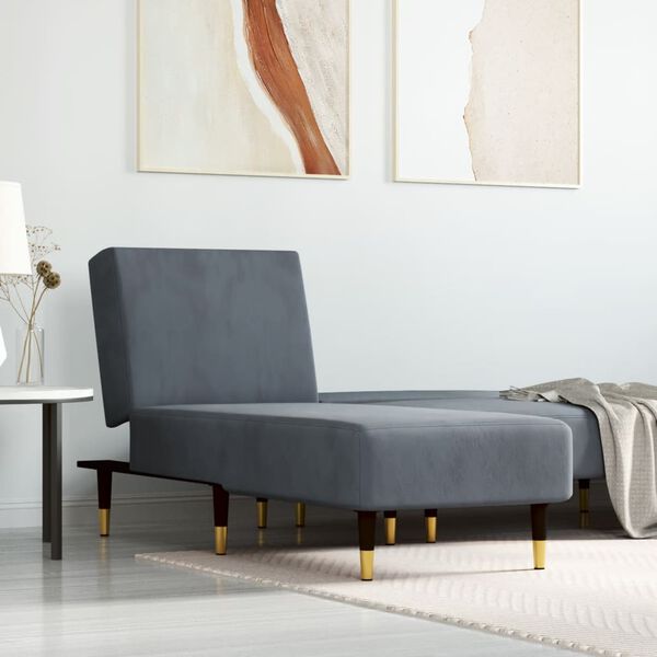 vidaXL Chaise Longue in Velluto Grigio Scuro