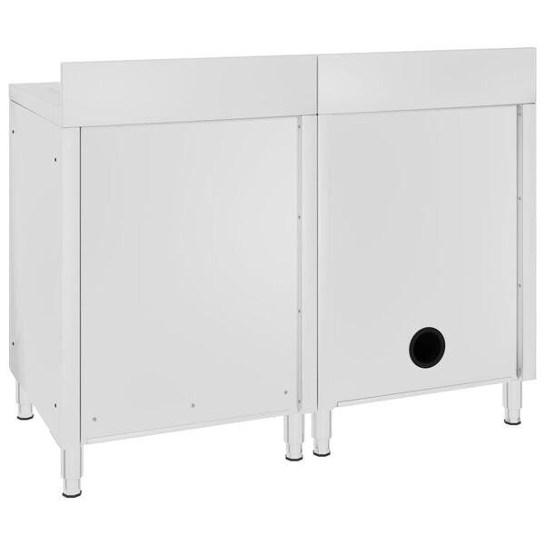 vidaXL Mobiletto da Cucina con Lavandino in Acciaio Inox 120x60x96 cm