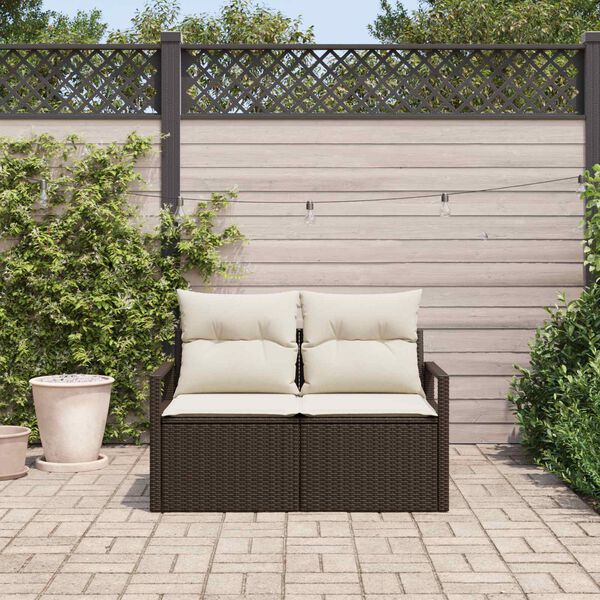 vidaXL Divano da giardino con cuscino 120 x 62 x 69 cm. polyrattan