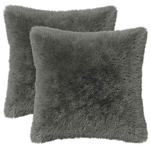 vidaXL Federa 2 pcs HEERLEN Grigio Chiaro 30 x 30 cm Fleece PV