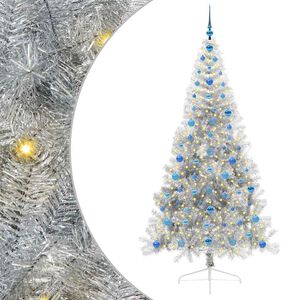 vidaXL Albero di Natale artificiale con luci integrate Argento 210 cm
