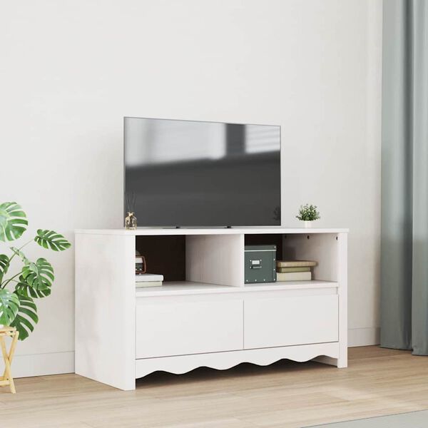 vidaXL Mobile TV Drammen Bianco 99 x 43 x 55 cm Legno massello di pino