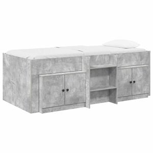 vidaXL Struttura Letto Loft con Mobile con porta 3 pz Grigio Cemento