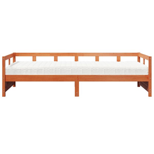 vidaXL Dormeuse con Materasso Marrone 90x200 cm Legno Massello di Pino