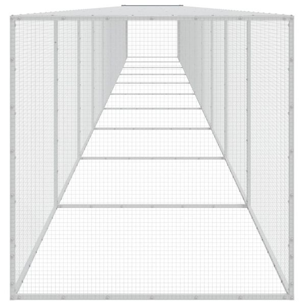 vidaXL Gabbia Polli Tetto Grigio Chiaro 1003x98x90 cm Acciaio Zincato