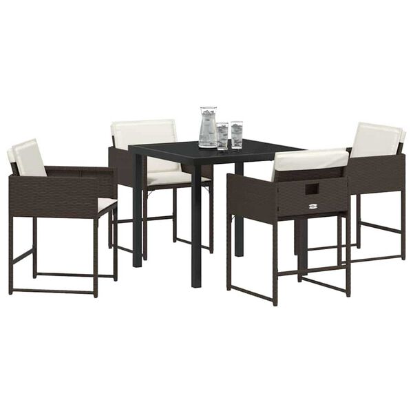 vidaXL Set da Pranzo per Giardino 5 pcs Marrone polyrattan