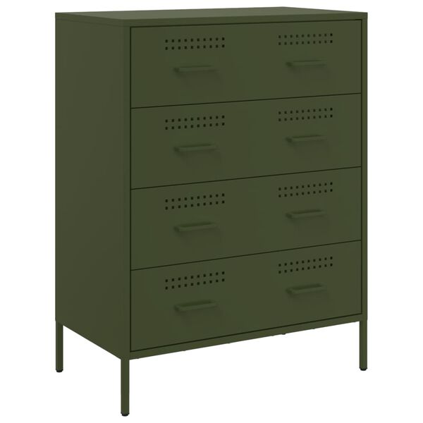 vidaXL Credenza Verde Oliva 68x39x89 cm in Acciaio
