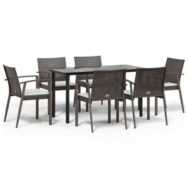 vidaXL Set Pranzo da Giardino 7 pz con Cuscini in Polyrattan e Acciaio