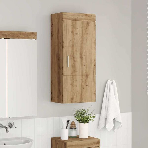 vidaXL Armadio da bagno a muro con porta TULUM Rovere artigianale