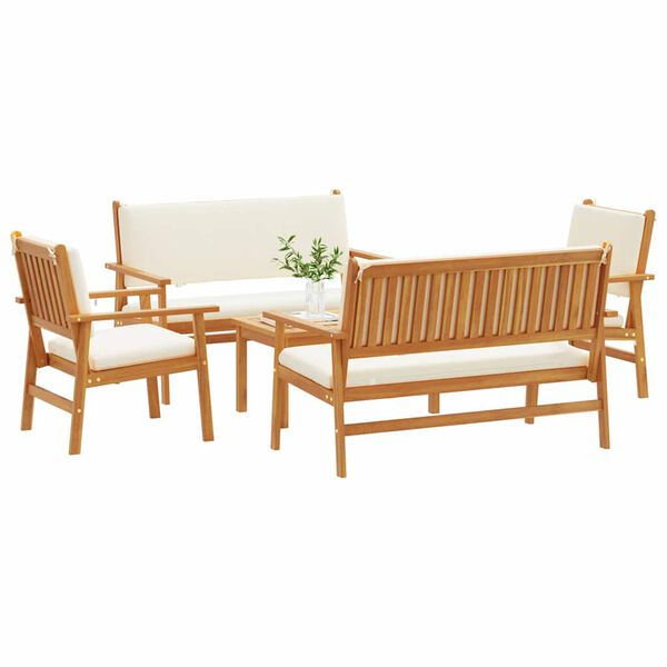 vidaXL Set Divano da Giardino 5 pcs Marrone Legno di Acacia Massello