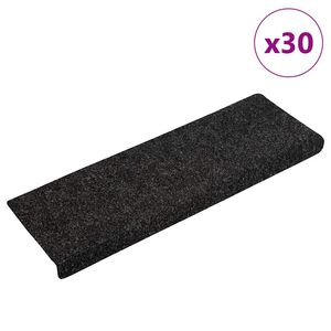 vidaXL Tappetini per scale autoadesivi 30 pz 65x21x4 cm neri bordo rettangolare