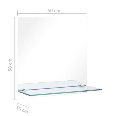 vidaXL Specchio da Parete con Mensola 50x50 cm in Vetro Temperato