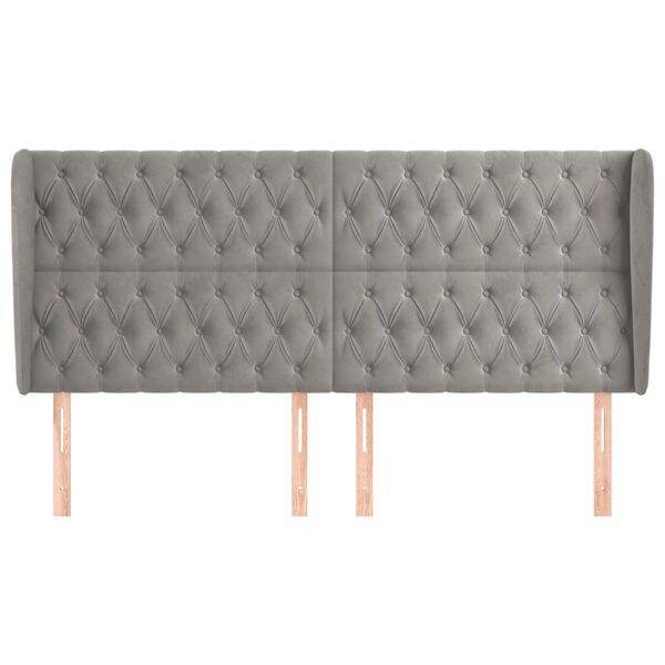 vidaXL Testiera ad Orecchio Grigio Chiaro 183x23x118/128 cm in Velluto