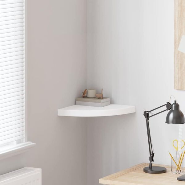 vidaXL Mensola angolare sospesa bianca 35x35x3,8 cm MDF