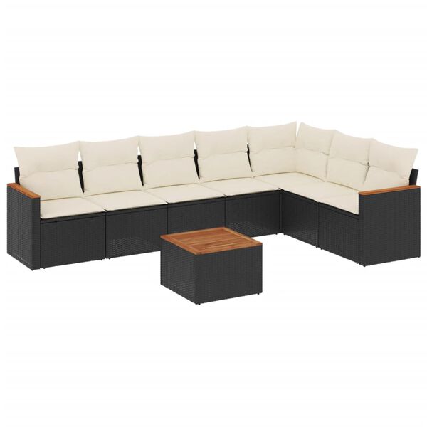 vidaXL Set Divani da Giardino con Cuscini 8 pz Nero in Polyrattan