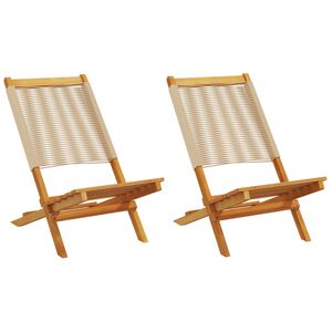 vidaXL Sedie Giardino 2 pz Beige Legno Massello Acacia e Polipropilene