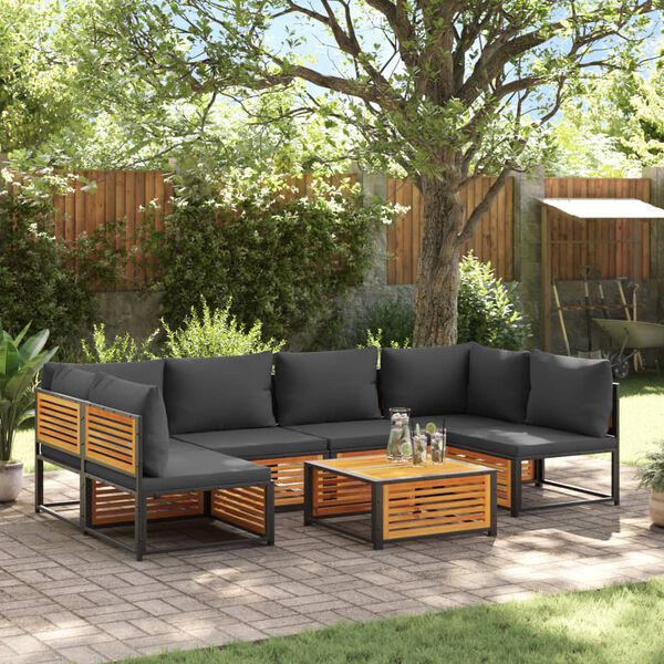 vidaXL Set Divano da Giardino 7 pz con Cuscini Legno Massello Acacia