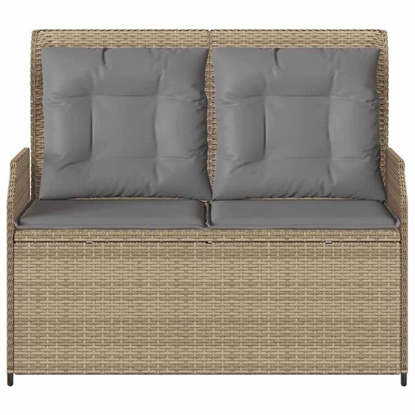 vidaXL Panca Reclinabile da Giardino con Cuscini Beige in Polyrattan