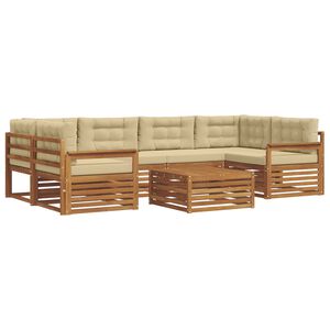 vidaXL Set di divani da esterno 7 pz Naturale e Beige