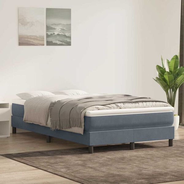 vidaXL Letto a Molle senza Materasso Grigio Scuro 120x220 cm Velluto