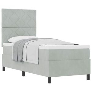 vidaXL Letto a molle con testiera Grigio chiaro 80 x 200 cm Velluto