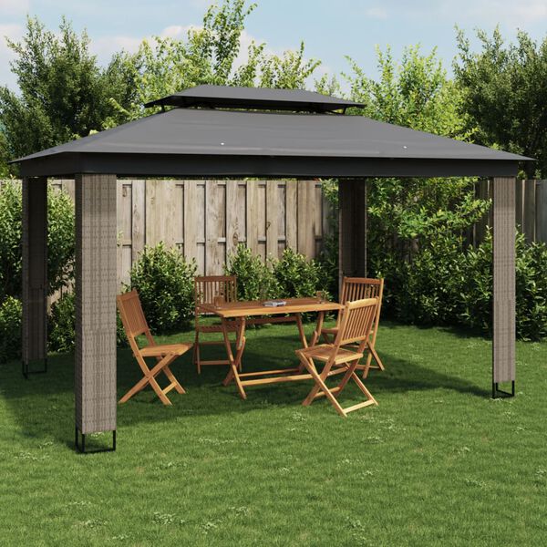 vidaXL Gazebo con Tetto Doppio Antracite 3,94x2,96 m in Acciaio