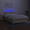 vidaXL Letto a Molle con Materasso e LED Crema 120x200cm in Tessuto