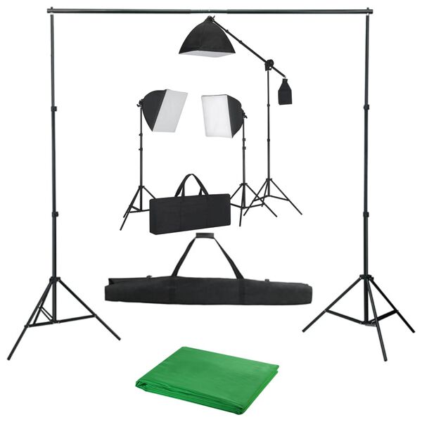 vidaXL Kit Studio Fotografico con Luci Softbox e Fondale