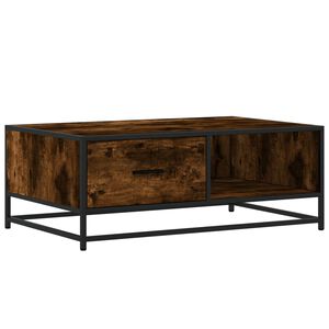 vidaXL Tavolino Rovere Fumo 90x57x35 cm in Legno Multistrato e Metallo