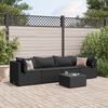 vidaXL Set Divani da Giardino 5 pz con Cuscini Nero in Polyrattan