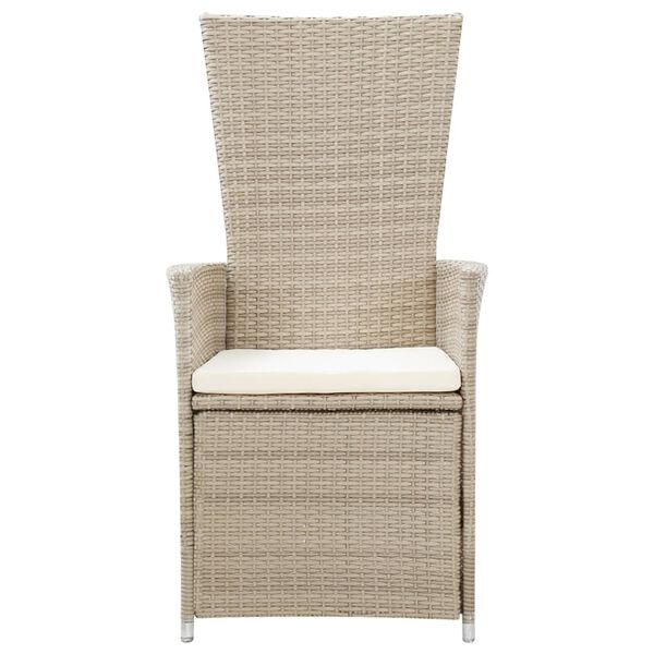 vidaXL Sedie da Giardino Reclinabili 2 pz con Cuscini Polyrattan Beige