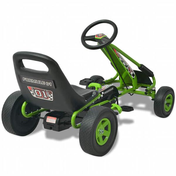 vidaXL Go Kart a pedali con seduta regolabile Verde