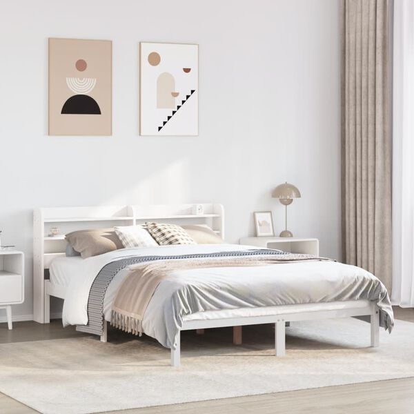 vidaXL Letto senza Materasso Bianco 150x200 cm Legno Massello di Pino