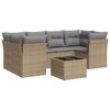 vidaXL Set Divani da Giardino 7 pz con Cuscini Beige in Polyrattan