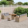 vidaXL Set Divano da Giardino con cuscino Beige Poly Rattan