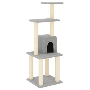 vidaXL Albero per Gatti con Tiragraffi in Sisal Grigio Chiaro 105 cm