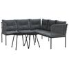 vidaXL Set Divano da Giardino con Cuscini Nero Acciaio e Textilene