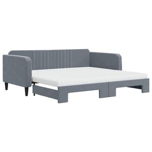 vidaXL Divano Letto Estraibile Materassi Grigio Scuro 100x200 Velluto