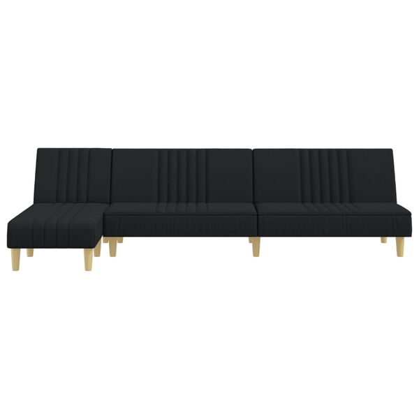 vidaXL Divano Letto a L Nero 255x140x70 cm in Tessuto