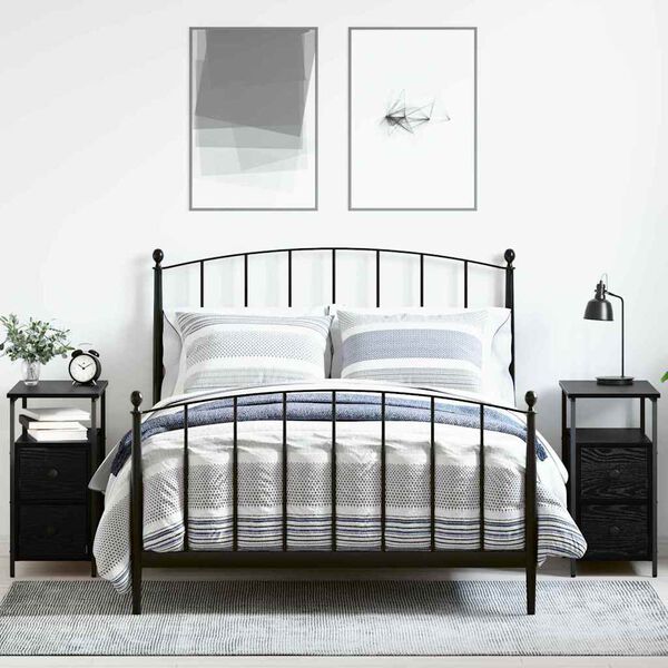 vidaXL Armadio da Notte con cassetto 2 pcs Rovere nero 30 x 60 x 60 cm