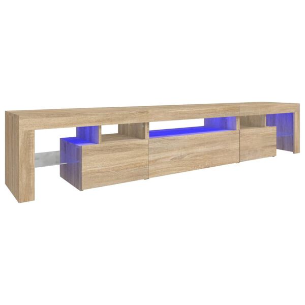 vidaXL Mobile Porta TV con Luci LED Rovere Sonoma 215x36,5x40 cm