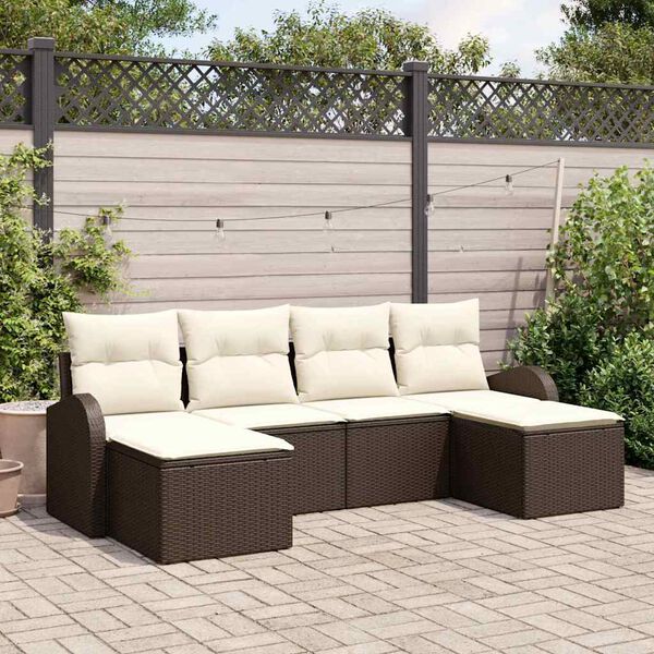 vidaXL Set Divano da Giardino 6 pcs Marrone Rattan in Polipropilene